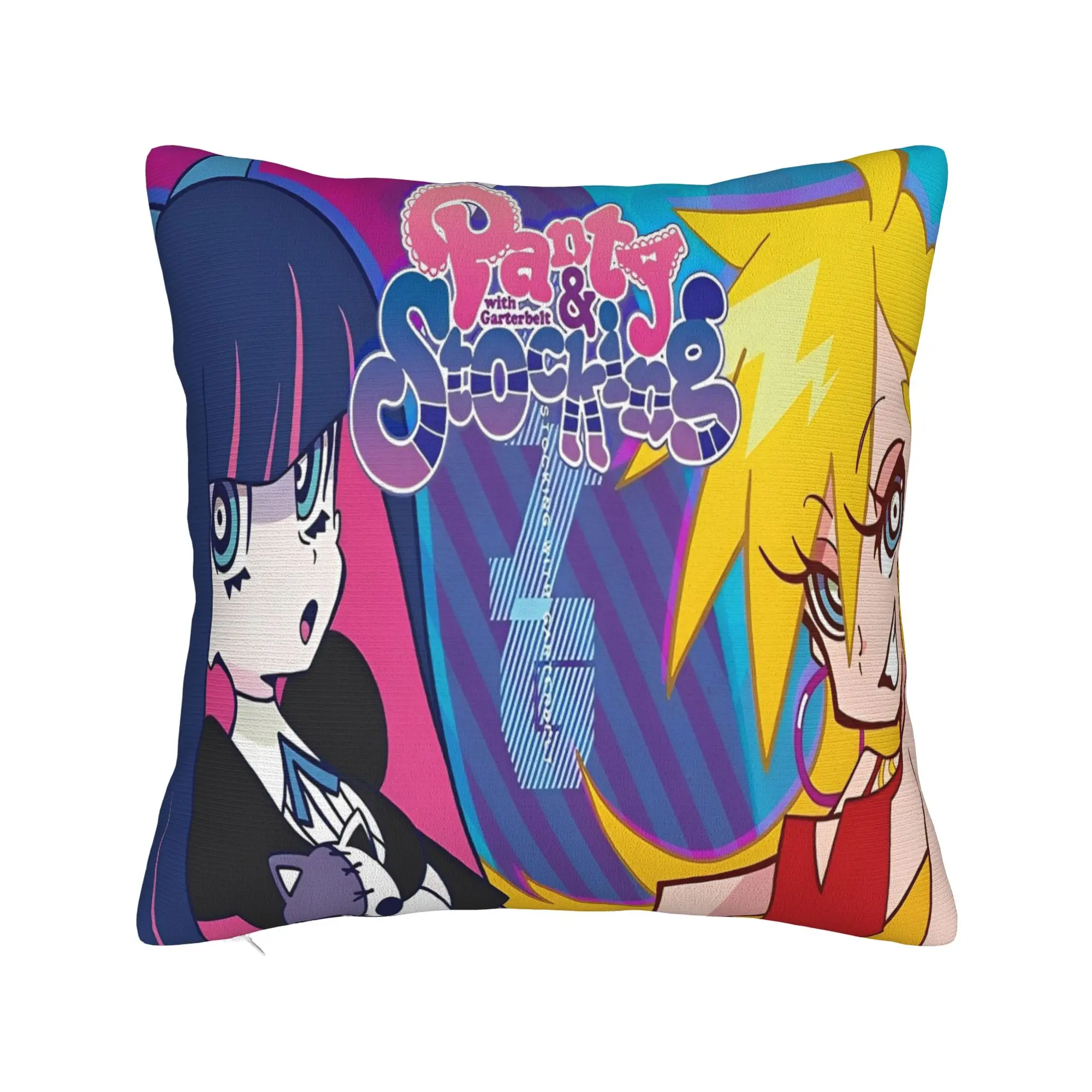 Panty Stocking with Garterbelt Square Pillow Case Cartoon Cushion Cover Creative Polyester Decor Pillowcase for Car 45x45cm
