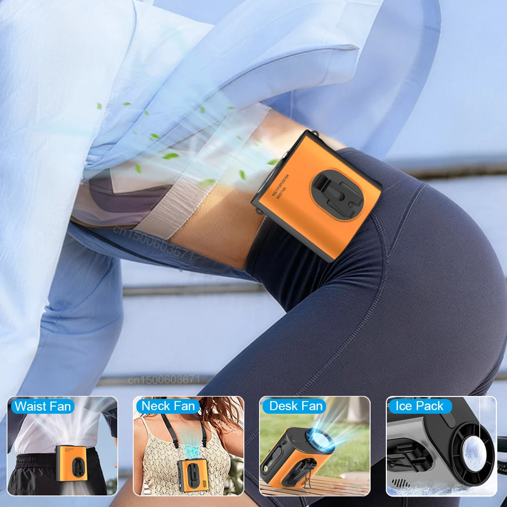 Mini Waist Clip Fan Portable Wearable Hanging Neck Fan Rechargeable Outdoor Bladeless Air Circulation Fan Personal Desktop Fan