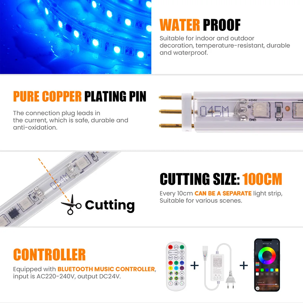 Imagem -05 - Fita Led Rgb Endereçável com Kit de Controle Remoto Luz de Fita Pixel Impermeável 24v Bluetooth 24 Teclas 5050 60led por m Flexível Ws2811