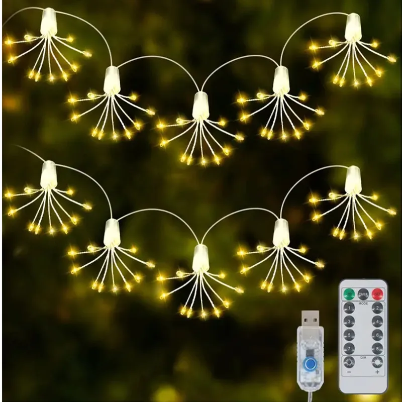 

3M/1.5M led fireworks lights USB Christmas copper wire string lights full of stars garden lawn dandelion decorative lights