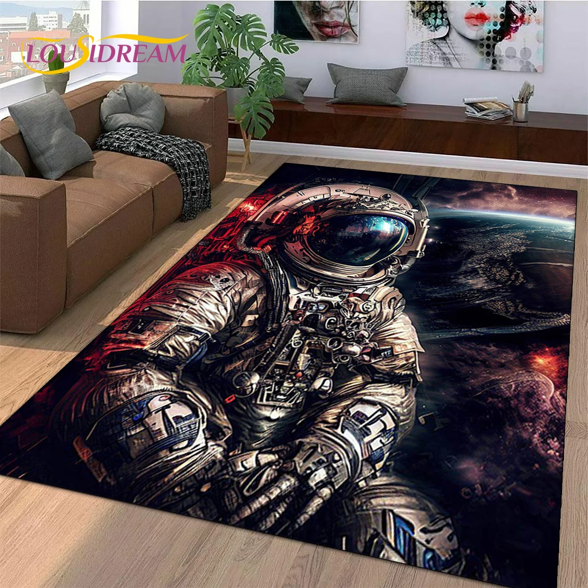 Astronaut Dream Universe Spaceman 3D Outer Space Cartoon Rug Carpet for Living Room Bedroom Decor,Non-slip for Sofa Doormat Kids