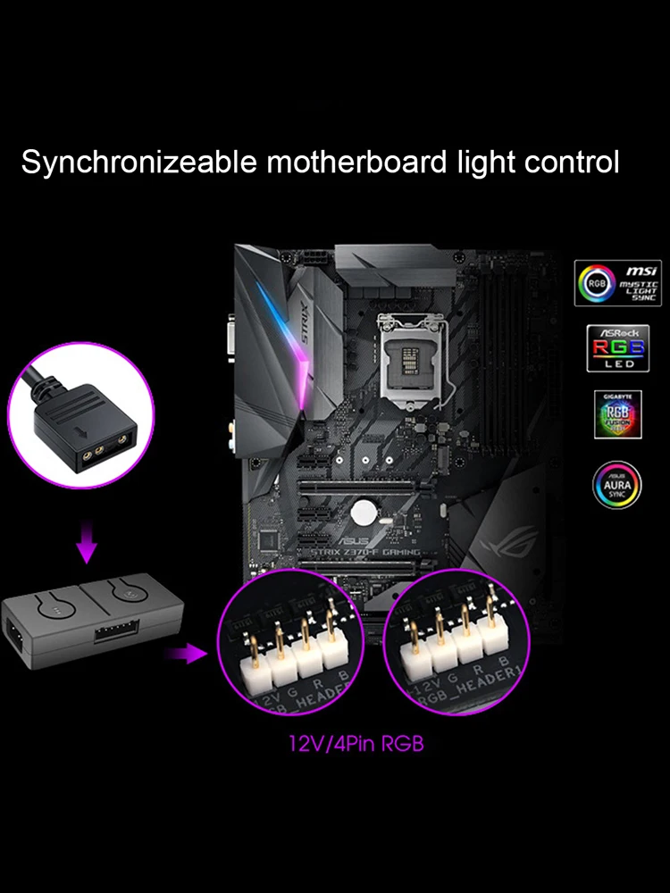 อะแดปเตอร์พัดลมไฟ ARGB 3 พินเป็น 4 พิน พร้อมตัวแยก 3 ทาง 5V/3 พิน ADD-RGB เป็นอะแดปเตอร์ 12V/4 พิน ซิงค์กับเมนบอร์ด