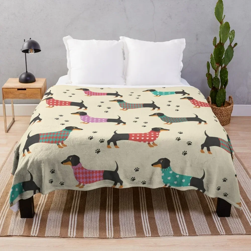 

Dachshund, Dackel - Seamless Pattern Throw Blanket heavy to sleep Camping Decorative Sofa Bed covers Blankets