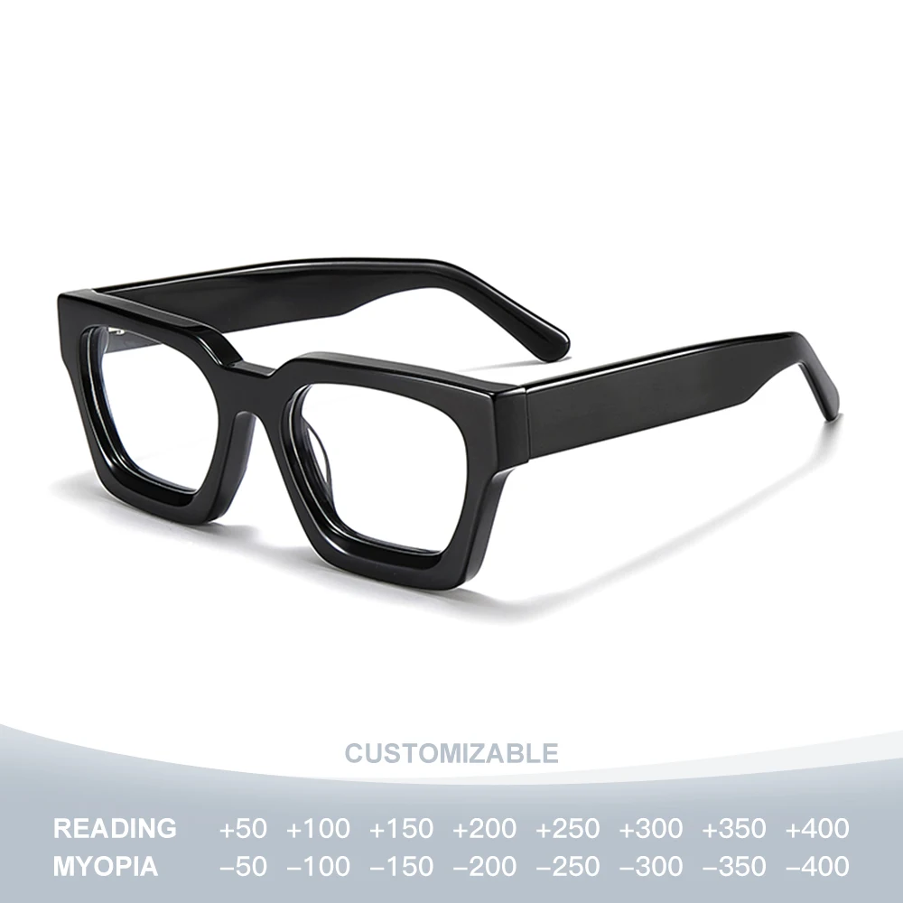 

Retro Square Big Size Men Women Eyeglasses Frames Fashion Acetate Wide-rim Optical Prescription Glasses Photochromic Design