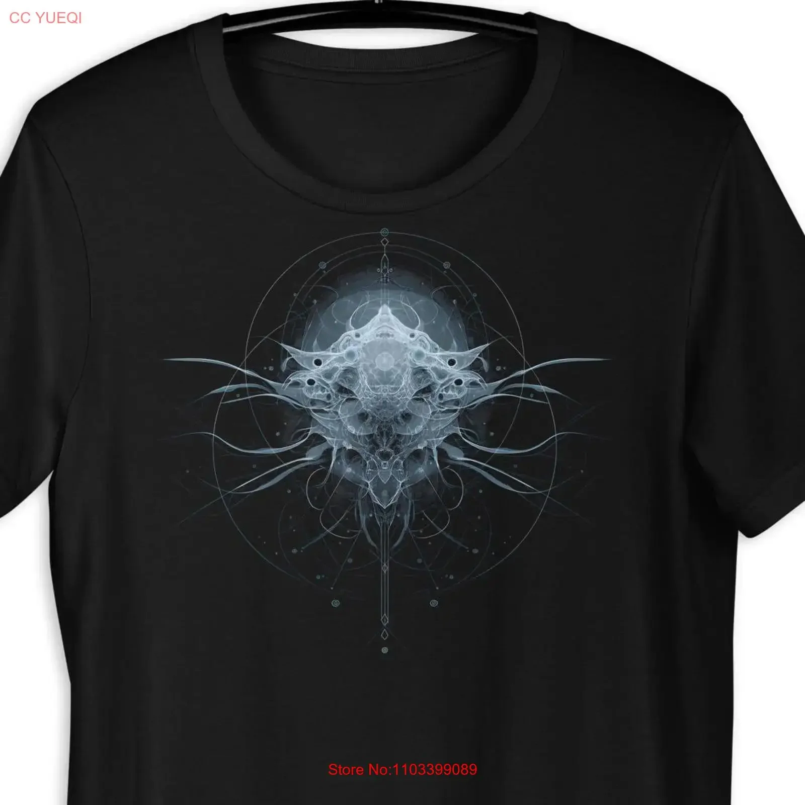 Camiseta Eldritch Fractal Entity, Arte Abstrata de Horror Oculto, Roupas de Designer Vintage, Ligeiramente Fashion