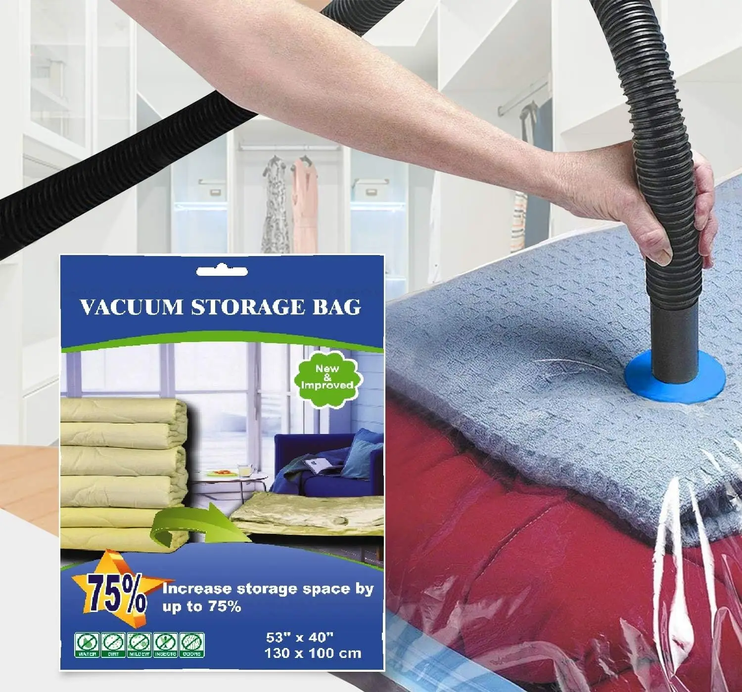 

50 PACK Huge 52x40in (130x100cm) Vacuum Seal Moving Storage Bag Space Saver Jumbo size Wholesale Deal