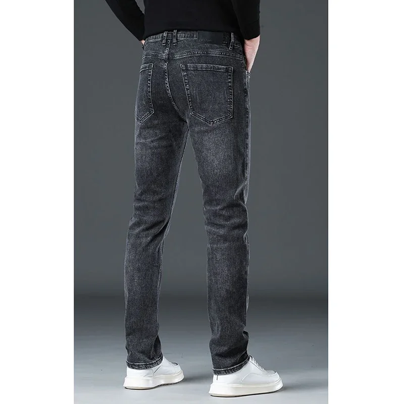 Trendy Business Casual Men Denim Trousers Male Classic Slim Fit Straight Leg Jeans High Quality Breathable Stretch Pants
