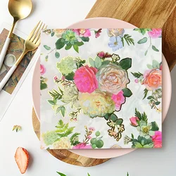 20pcs/pac Fresh printing Napkins Paper Wedding Party Table Mouth Cloth Cafe Dining Table Tray Tissues Pastoral Style Bee Napkins