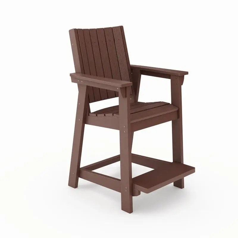 

Sleek HDPE Poly Lumber Brown Modern Counter Chair for Dining, Patio, and Garden Comfort