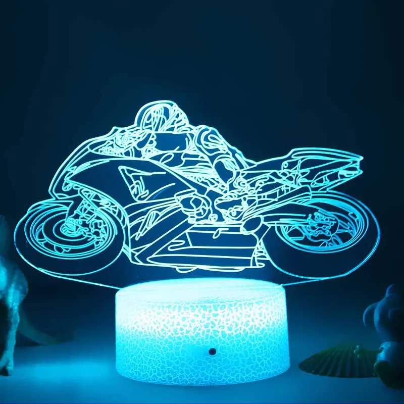 Nighdn Bedside LED Night Light for Bedroom Decoration Color Changing USB Plug Table Lamp Creative Motorcycle Gift Toys for Kids