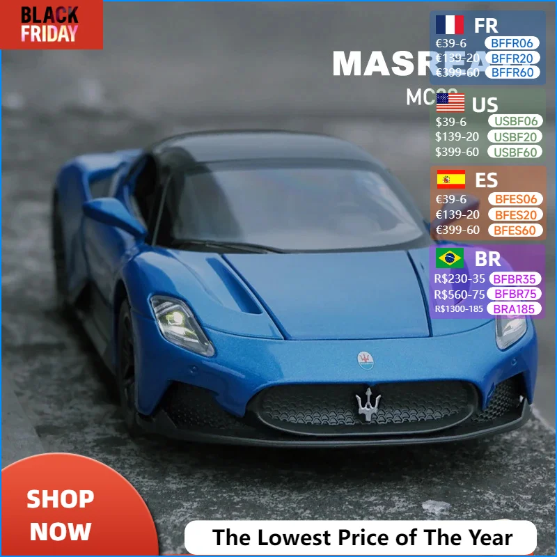 1:32 Maserati MC20 Supercar Alloy Car Toy Car Metal Collection Model Car Sound and light Toys For Children