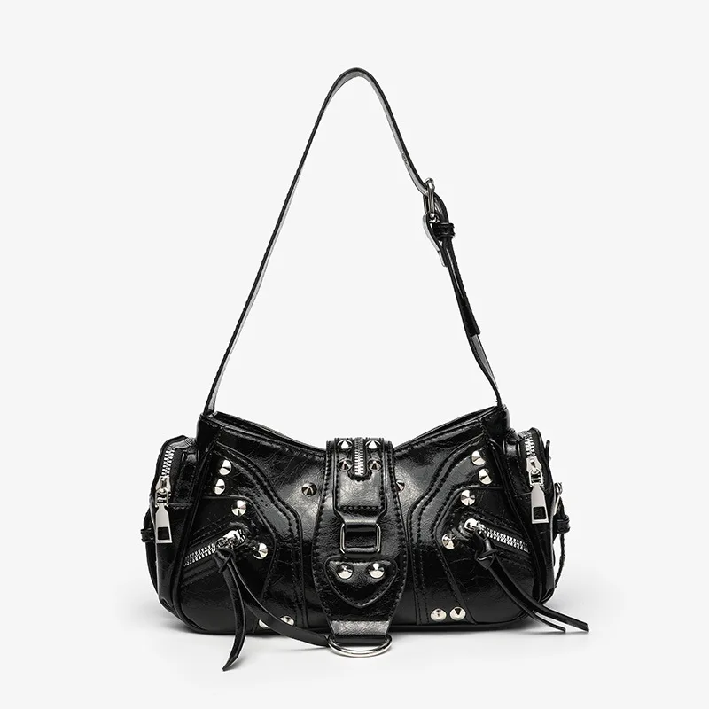 

Metal Studded Underarm Shoulder Bag,Y2k Girls Vintage Women Handbag,Motorcycle Biker Style Retro Commute Work Everyday Tote Bag
