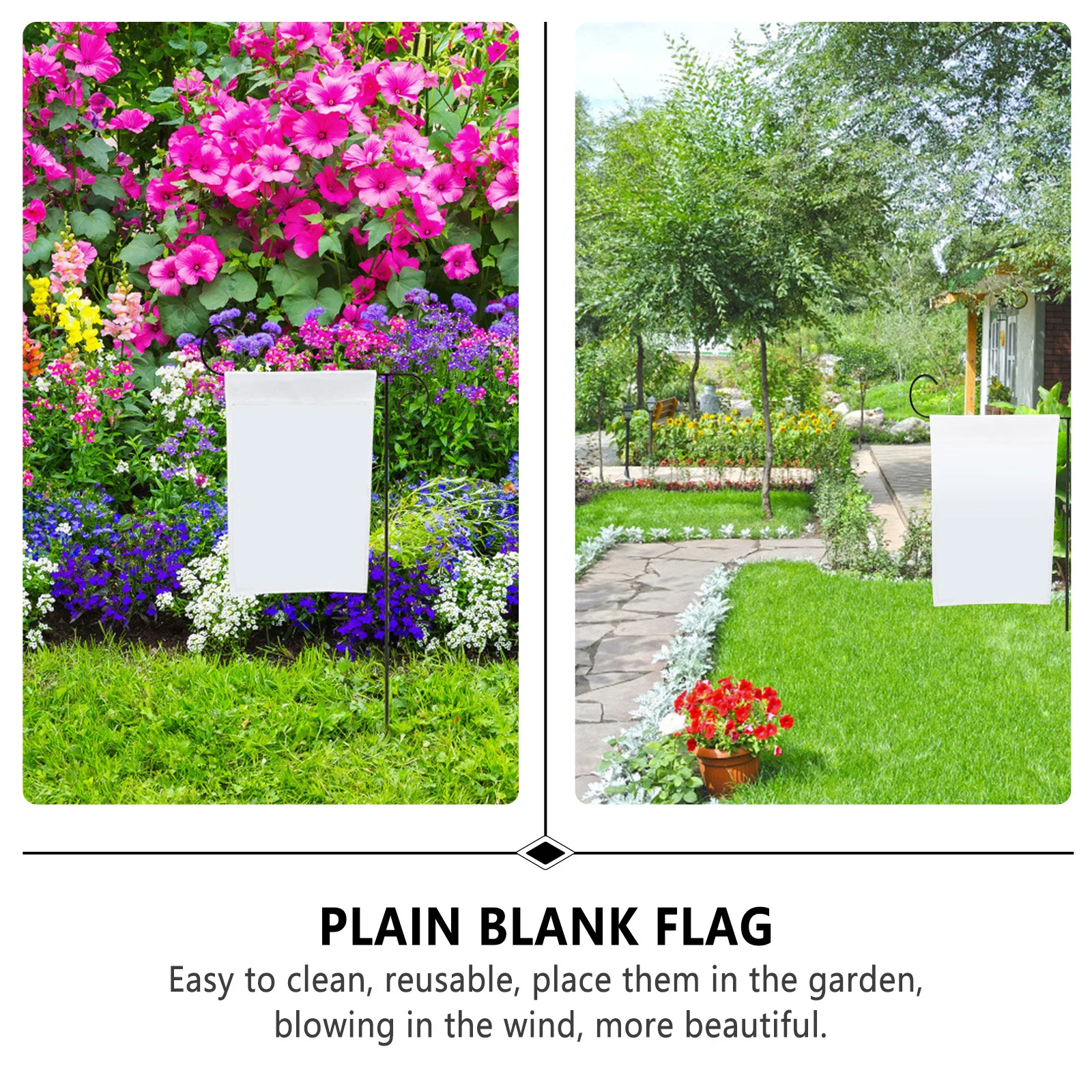 

5Pcs Garden Flags White Blank Decorative Polyester DIY Outdoor Yard Banner for Christmas Party Decoration Garden Flags