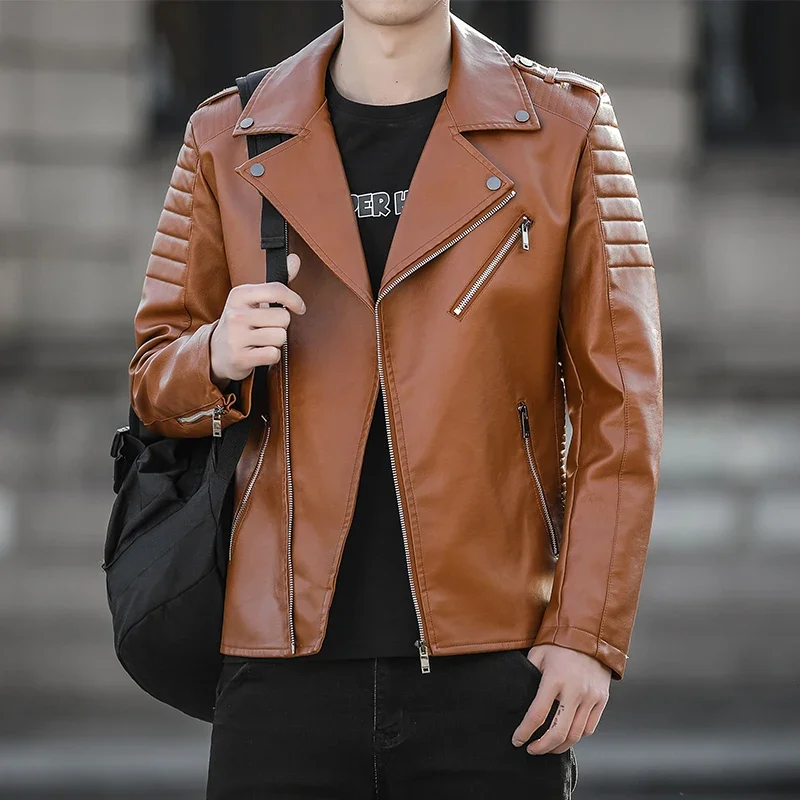 Men leather Jackets Black Outwear Male Slim Fit Pu Leather Coats Man High Quality Business Leather Jackets