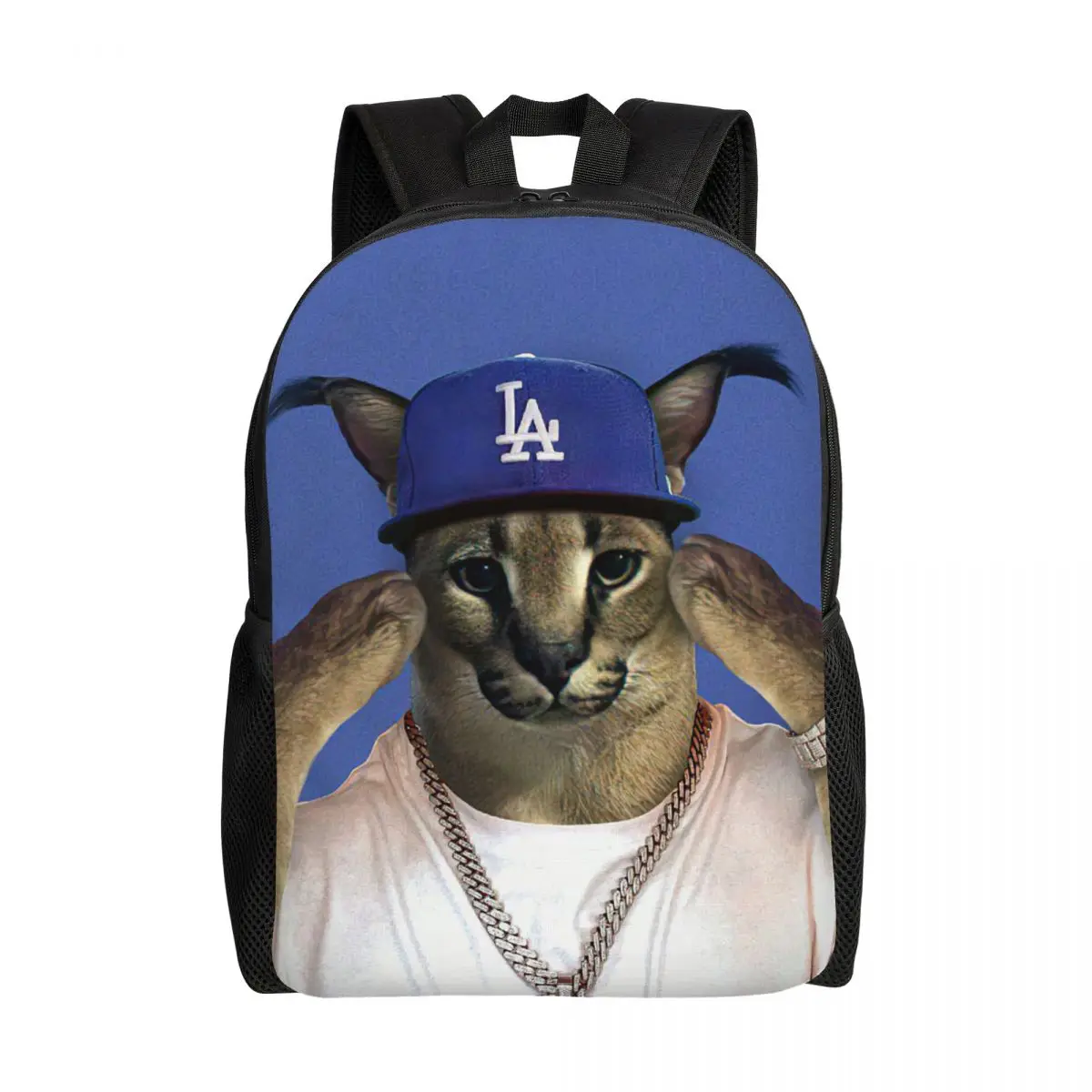 Customized Big Floppa Rapper Meme Backpack Funny Caracal Cat School College Travel Bags Men Women Bookbag Fits 15 Inch Laptop