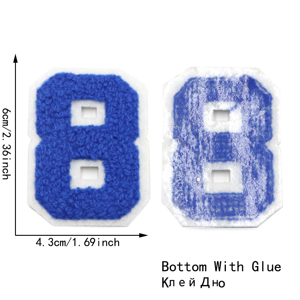 1PC 4.8Cm Blue 0-9 Number Letter Patches For Clothing Hat Jacket Shose Sew Embroidery Applique Patches On Clothes Decorate DIY