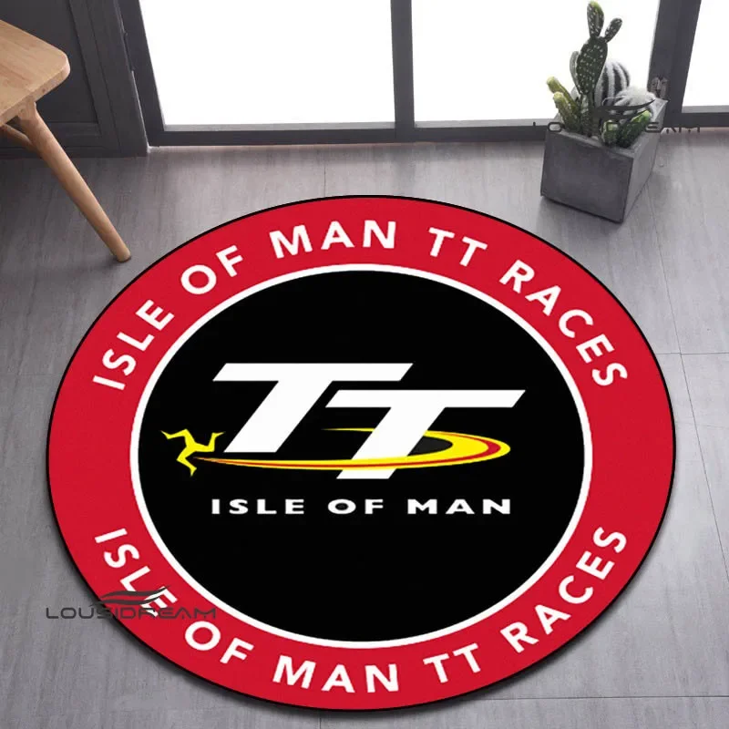 Motorcycle isle of man tt printed round carpet bedroom beautiful carpet non -slip door pad floor mats area rug birthday gift