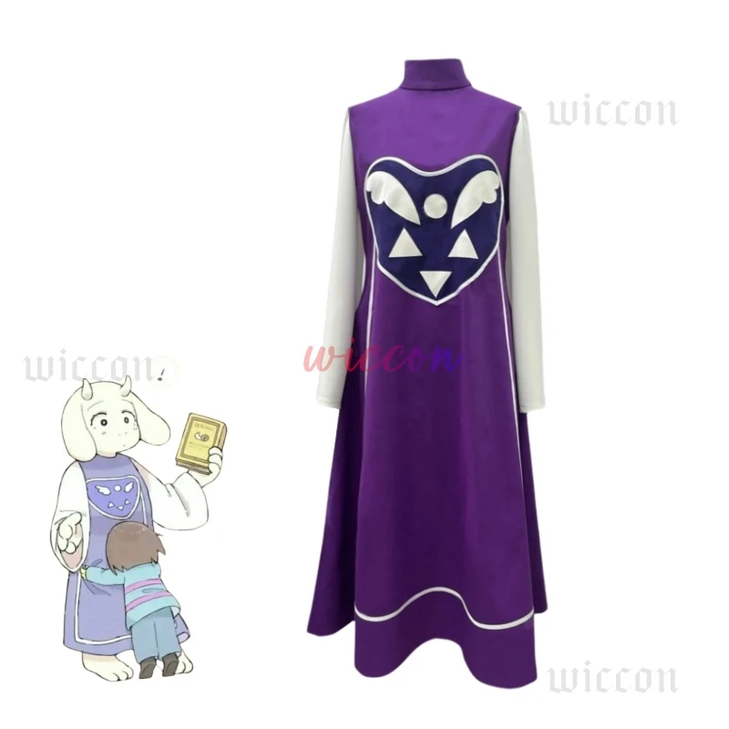 Костюм для косплея игры Undertale Toriel, униформа Toriel, женское платье, полный комплект, карнавальные наряды на Хэллоуин