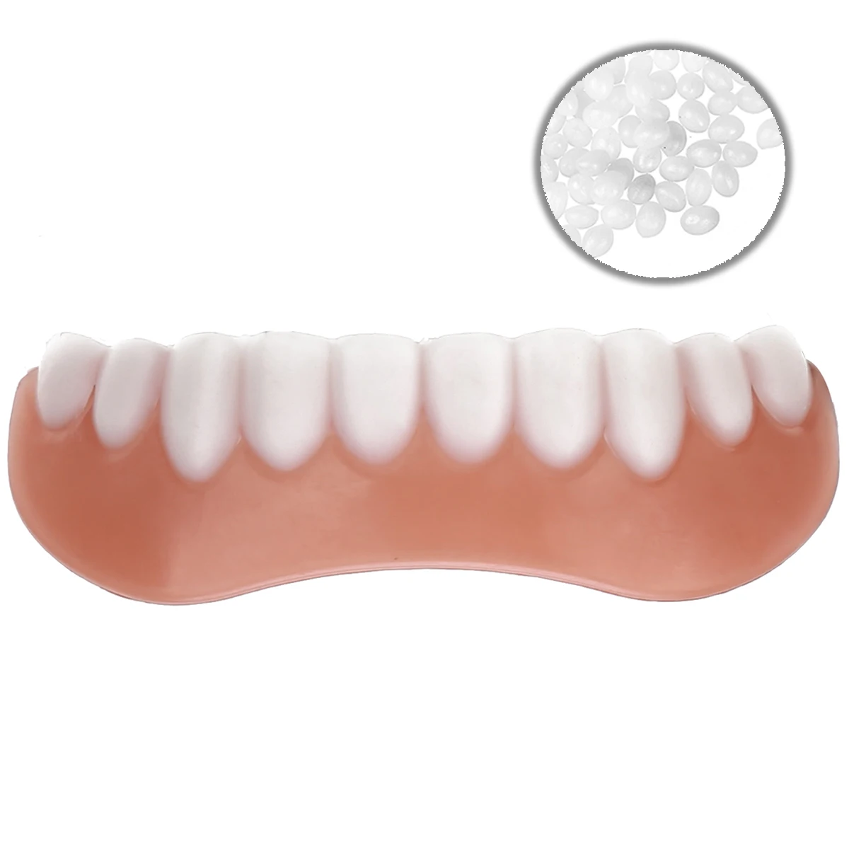 Smile Teeth Fake Braces Lower and Upper Fake Teeth Veneer Silica Gel False Teeth Removable Denture Oral Care Dentistry Veneer