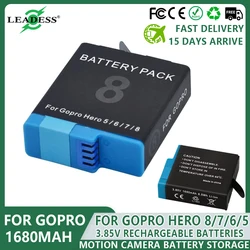 Rechargeable Battery for GoPro Hero8 1680mAh Li-ion Battery Black Motion Camera Battery Storage for GoPro Hero 8 7 6 5 Batteries
