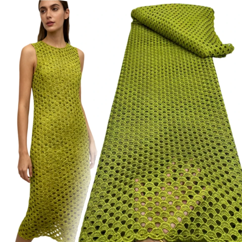 

White African Guipure Cord Lace Fabrics 5 Yards 2025 High Quality Water Soluble Lace Fabric for Wedding Party Dresses Sew CC1797