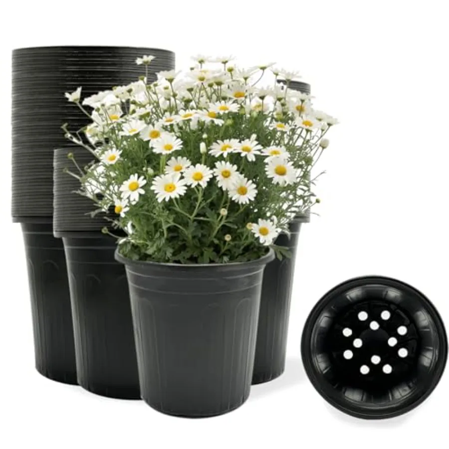 

Plastic Flower Pot with Drainage Holes 60 Pack Nursery Pots for Indoor Outdoor Seedling Transplanting Reusable Plant Containers