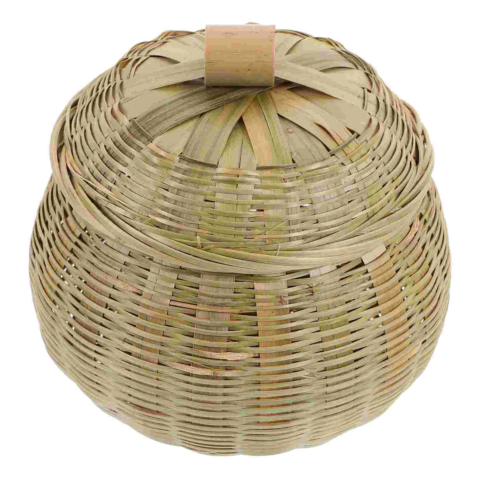 กล่องเก็บไม้ไผ่กล่องหวายพร้อมฝาปิดถังขยะจัดโต๊ะและตะกร้าทอ Hamper ของขวัญ