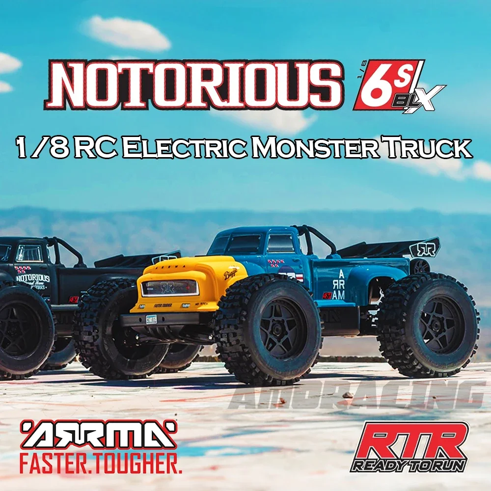 ARRMA NOTORIOUS V6 6S 4WD BLX Brushless RTR ARA8611V6 1/8 RC Electric Remote Control Model Monster Truck Adult Children's Toys