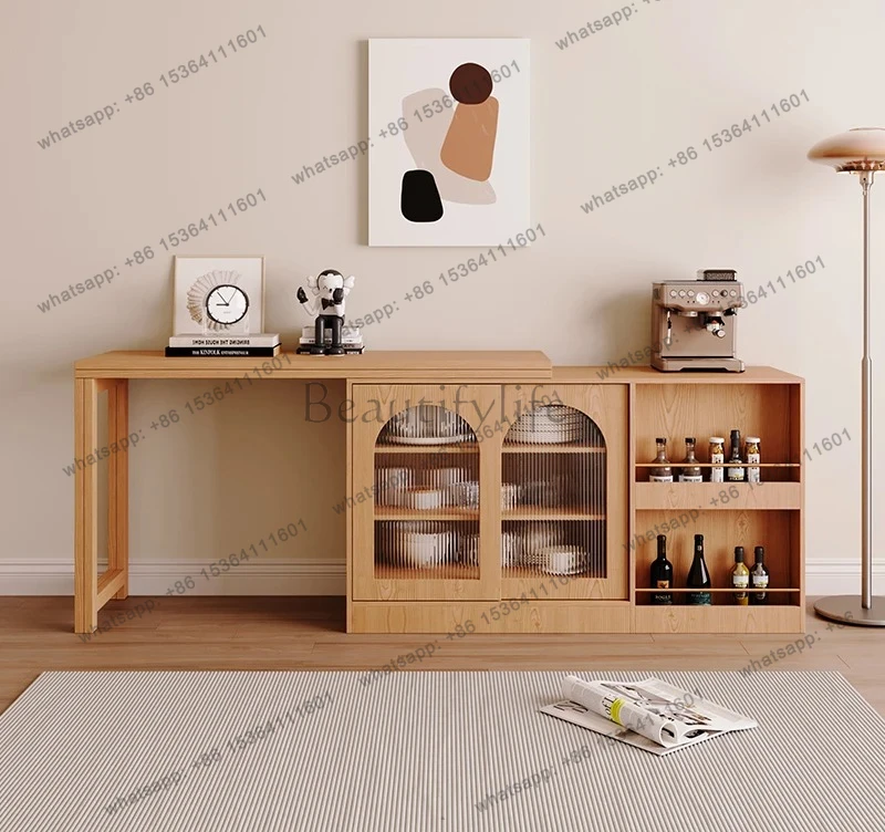 

cabinet integrated foldable simple office casual wine cabinet multi-functional rotatable folding storage dining table