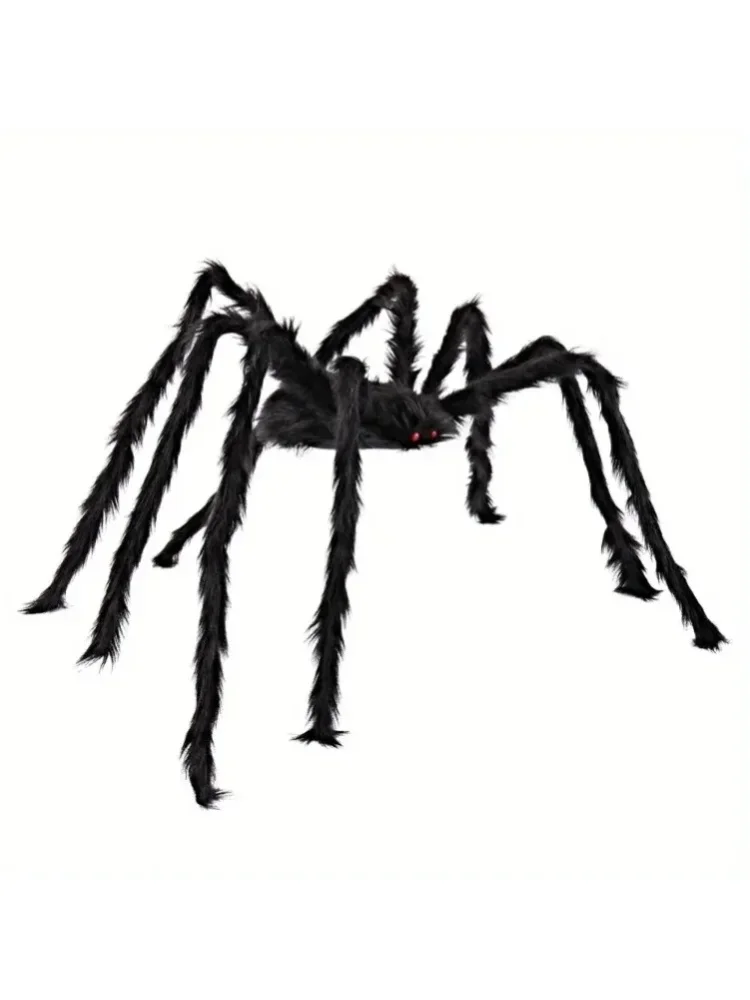 Riesige Spinnen-Halloween-Dekoration für Draußen, Gruselige Große Spinnen-Requisiten für Garten und Rasen, Halloween-Außendekoration und Innenparty-Dekoration, Schwarz (Stehhöhe 38 cm)