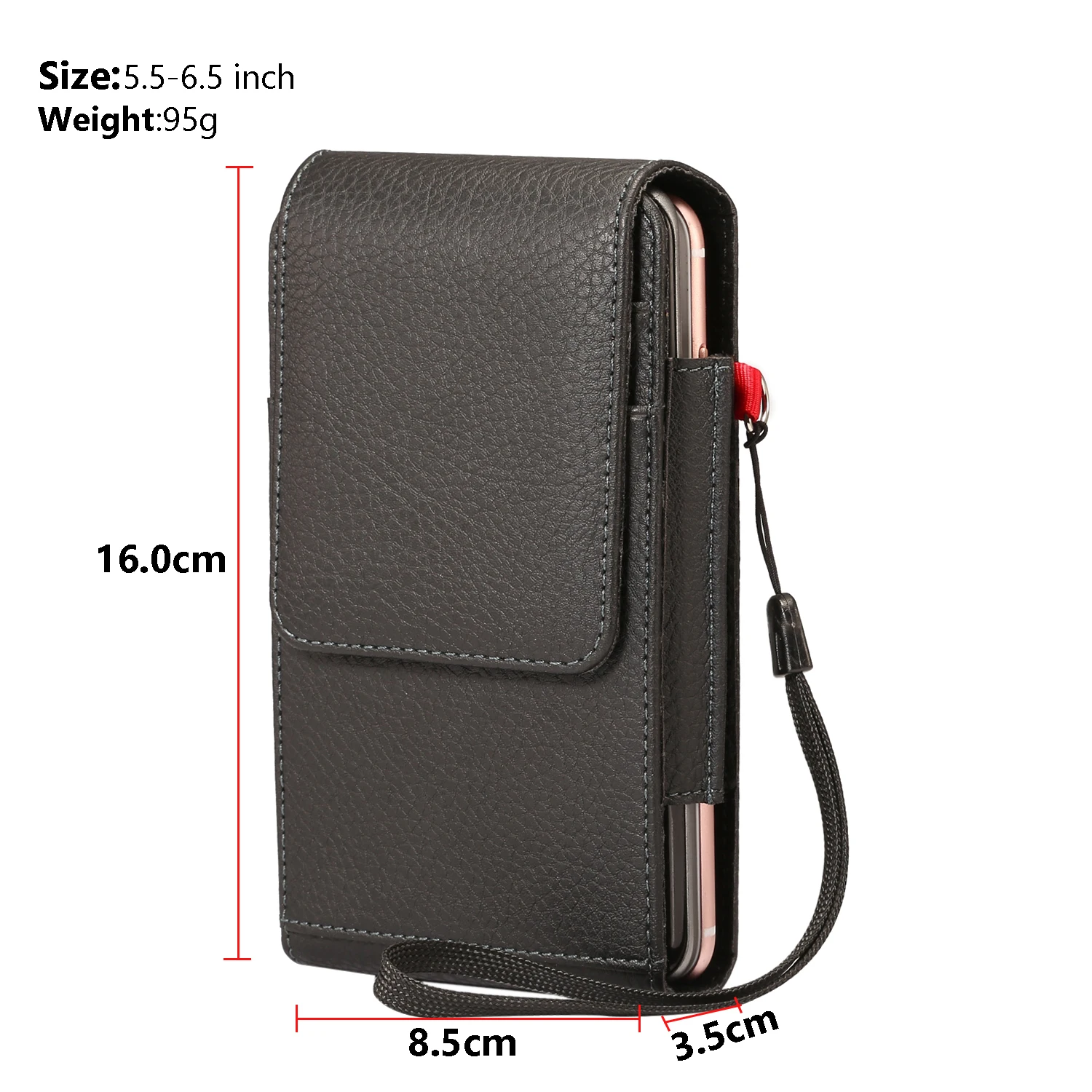 FULAIKATE 2 Layers Men's Phone Bag Waist Mobile Pouch Hanging on Belt Lanyard Card Pocket 5.5