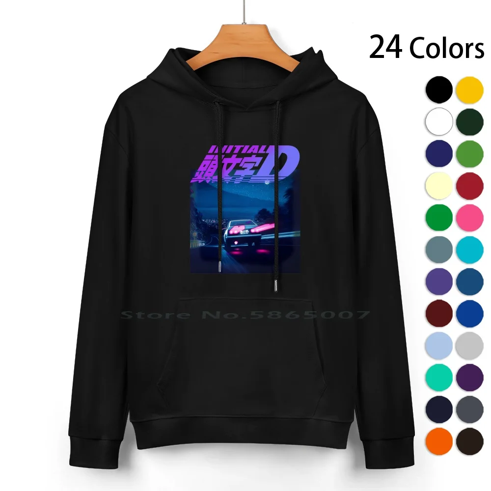 Initial D Neon Ae86 Pure Cotton Hoodie Sweater 24 Colors Neon Jdm 90s Anime Racing Drift Aesthetic Initial D Panda Trueno Japan