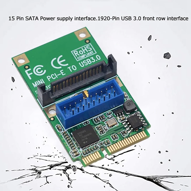 Mini PCI-E 3.0 Expansion Card Mini PCI-E To USB3.0 Front Header 19/20PIN Riser Card USB Hi-Speed Converter