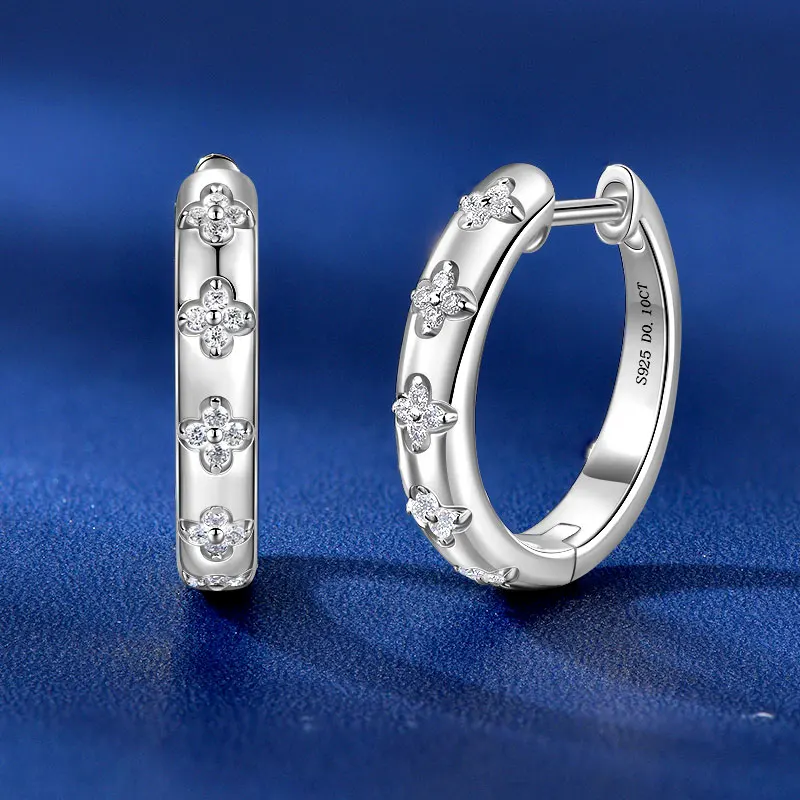 2026 Ehhai Voll 1mm VVS1 D-Farbe Rundschliff Moissanit Creolen für Damen S925 Sterling Silber Edelschmuck Geschenke Ohrringe – Detail 9