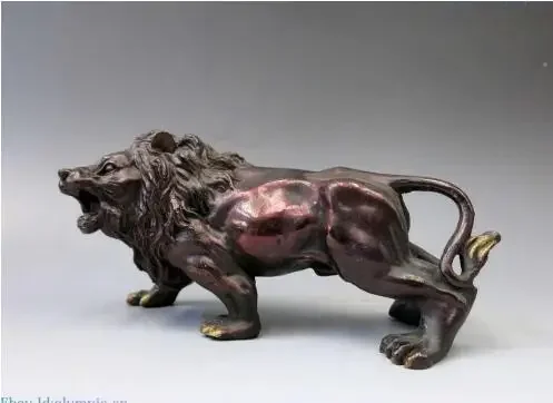 China bronze sculpture carved fine copper beautiful lucky Foo Dog lion Statue