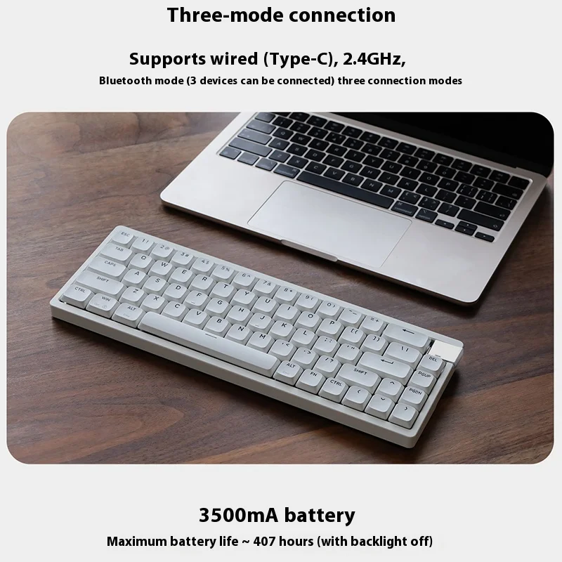 Keydous AJ68 لوحة المفاتيح الميكانيكية مفتاح منخفض المستوى مخصص قابل للتبديل السريع 68 مفتاح 65% تخطيط الويب سائق BT 2.4G لاسلكي