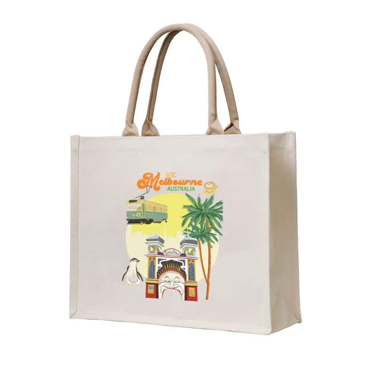 

Melbourne Australian city illustration print! Tote Bag Canvas tote bag men's handbag