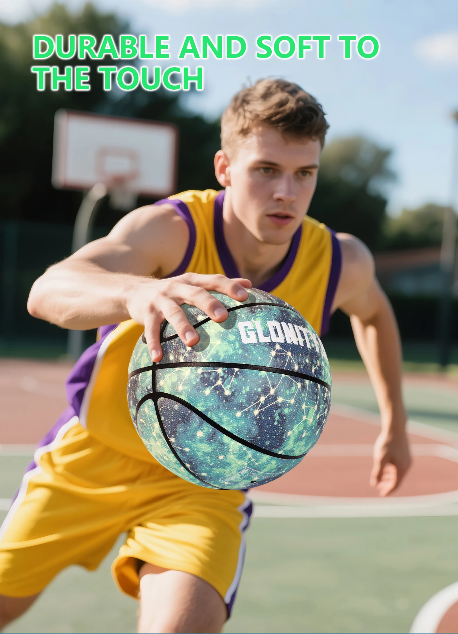 Leuchtender Basketball Offizielle Größe 5/6/7 Erwachsene Jugendliche Composite PU Basketball Langlebig für Innen und Außen Straßenball Hohe Qualität – Detail 4