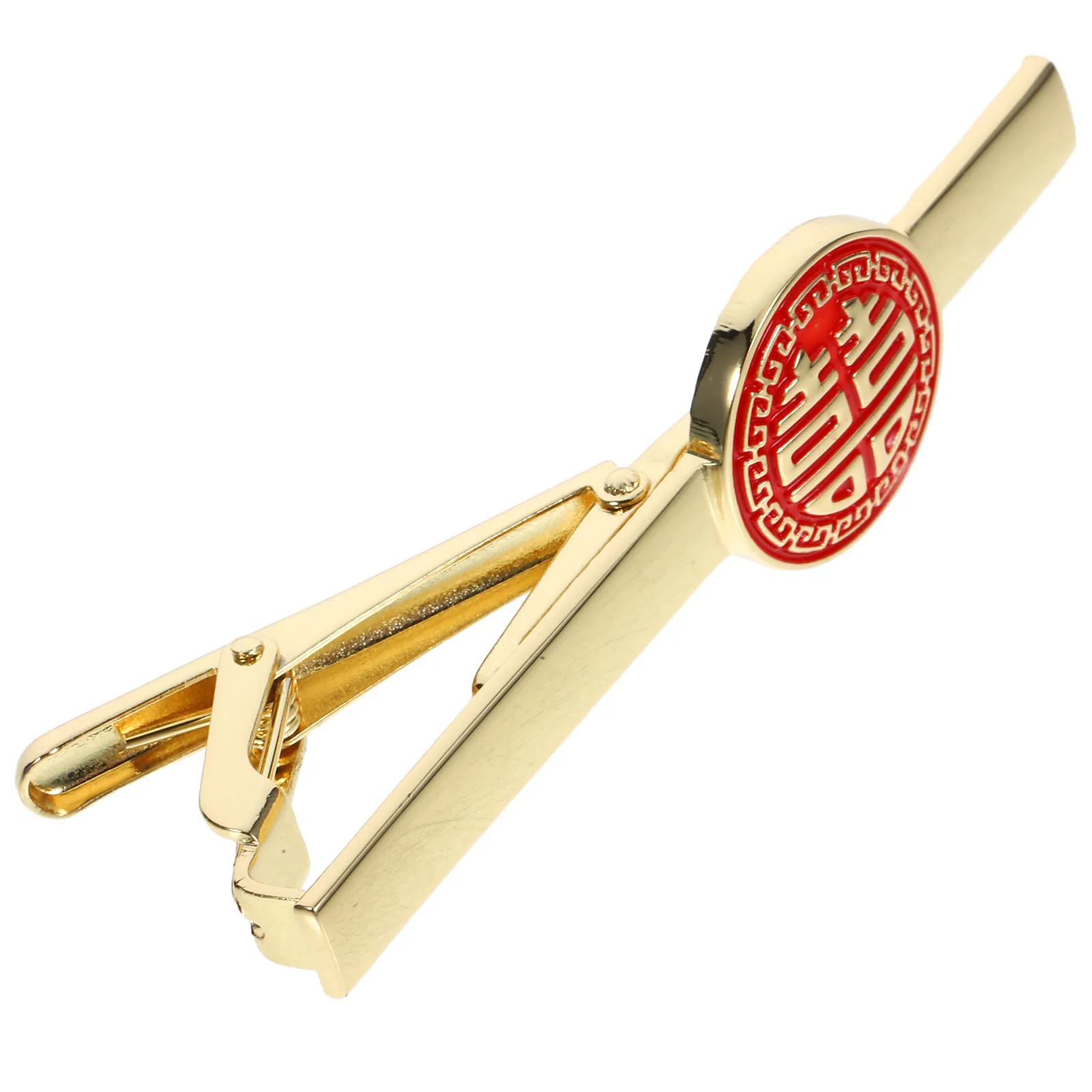 

Tie Clip Copper Groom Wedding Best Man Chinese Style Clothes Accessory Golden Round Decor