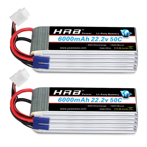 1/2pcs HRB 22.2v 6000mah 6S Lipo 배터리 50C RC 자동차 용 EC5 커넥터 포함 Arrma 몬스터 트럭 RC 헬리콥터 Fpv Drones RC 보트