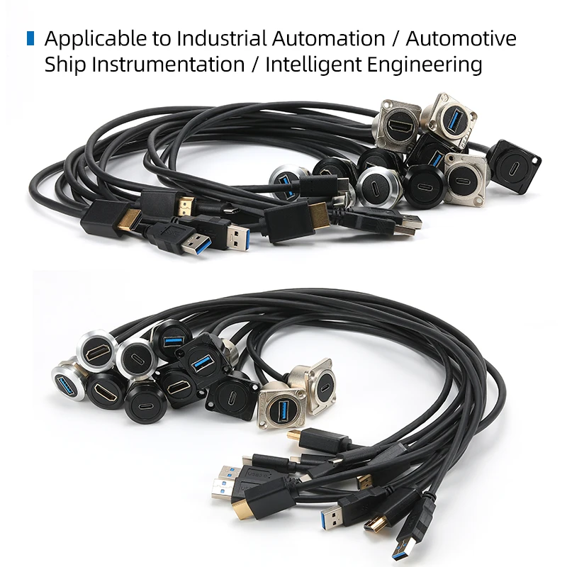 0.5-2m Metalowy przedłużacz danych USB 3.0 Złącze USB typu A Adapter do montażu podtynkowego Przewody do telefonu Samochód ciężarowy Moto Industry — zdjęcie produktu 6