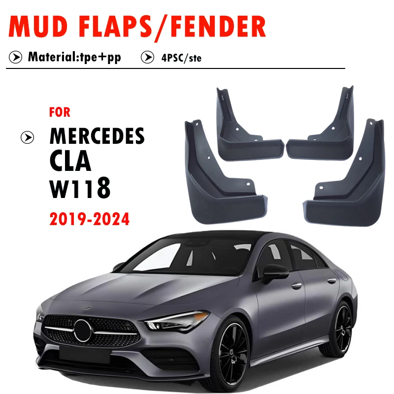 

Для Mercedes-Benz CLA-класса W118: Комплект брызговиков (4 шт.) для моделей 2019-2024 годов, аксессуары для автомобиля