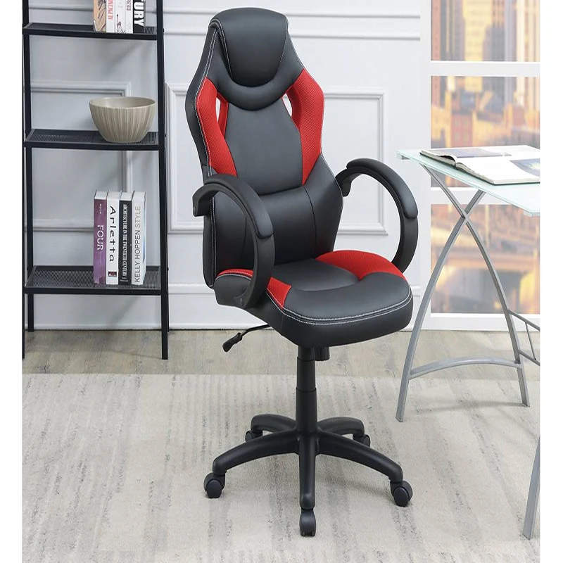 Office Chair Upholstered 1pc Cushioned Comfort Chair Relax Gaming Office Work Black And Red Color On-Site