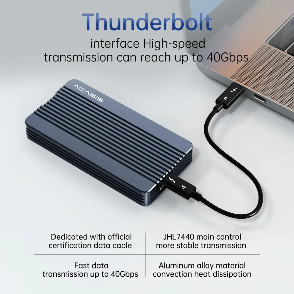 Acasis 40Gbps USB 4.0 NVME M.2 SSD กรณีอลูมิเนียม M2 ภายนอกใช้งานร่วมกับ Thunderbolt Type-C NVME M.2 กรณี