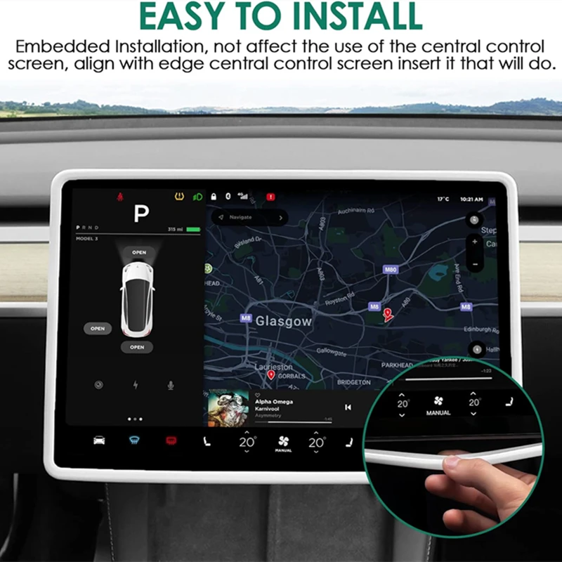 Para Tesla Model 3 / Y Marco Protector de Silicona Borde Cubierta Protector de Pantalla de Navegación de Pantalla Central Accesorios para Auto 3