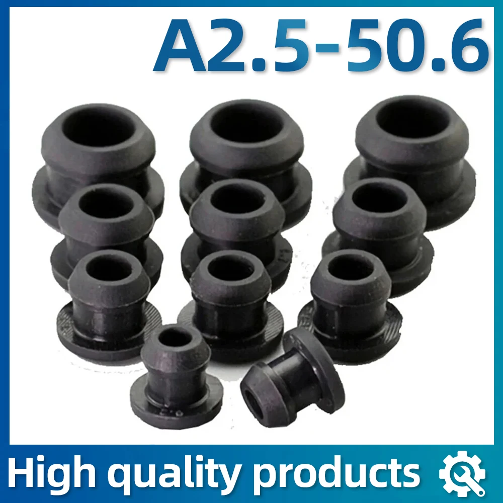 2.5-50.6mm Black Conical Snap-on Silicone Rubber T Type Plug Blanking End Caps Tube Inserts Bung Proof High Temperature