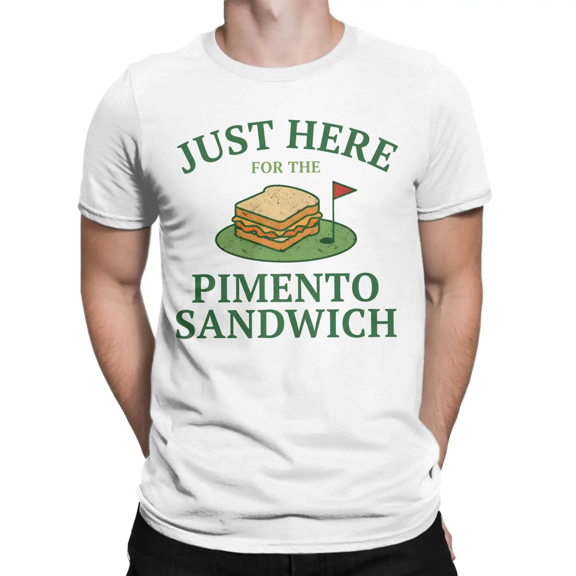 Just Here For The Pimento Cheese Sandwich Golf Humor Season Cotton T Shirt For Men Summer  Vintage T-Shirts Hipster Tees Tops