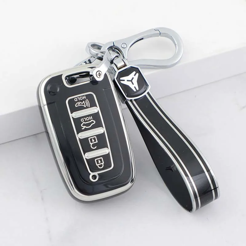 Silver Line TPU Key Case Cover Fob for Hyundai IX35 Elantra Sonata 8 9 for Kia Sportage K5 K2 Sorento Optima Forte 2011-2016