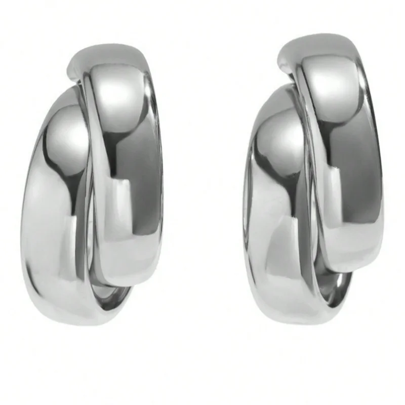 Creative Exaggerated C- shaped Studs Geometric Large Ear Clips Female Metallic Mirror Temperament Simple Earrings 1 Pair