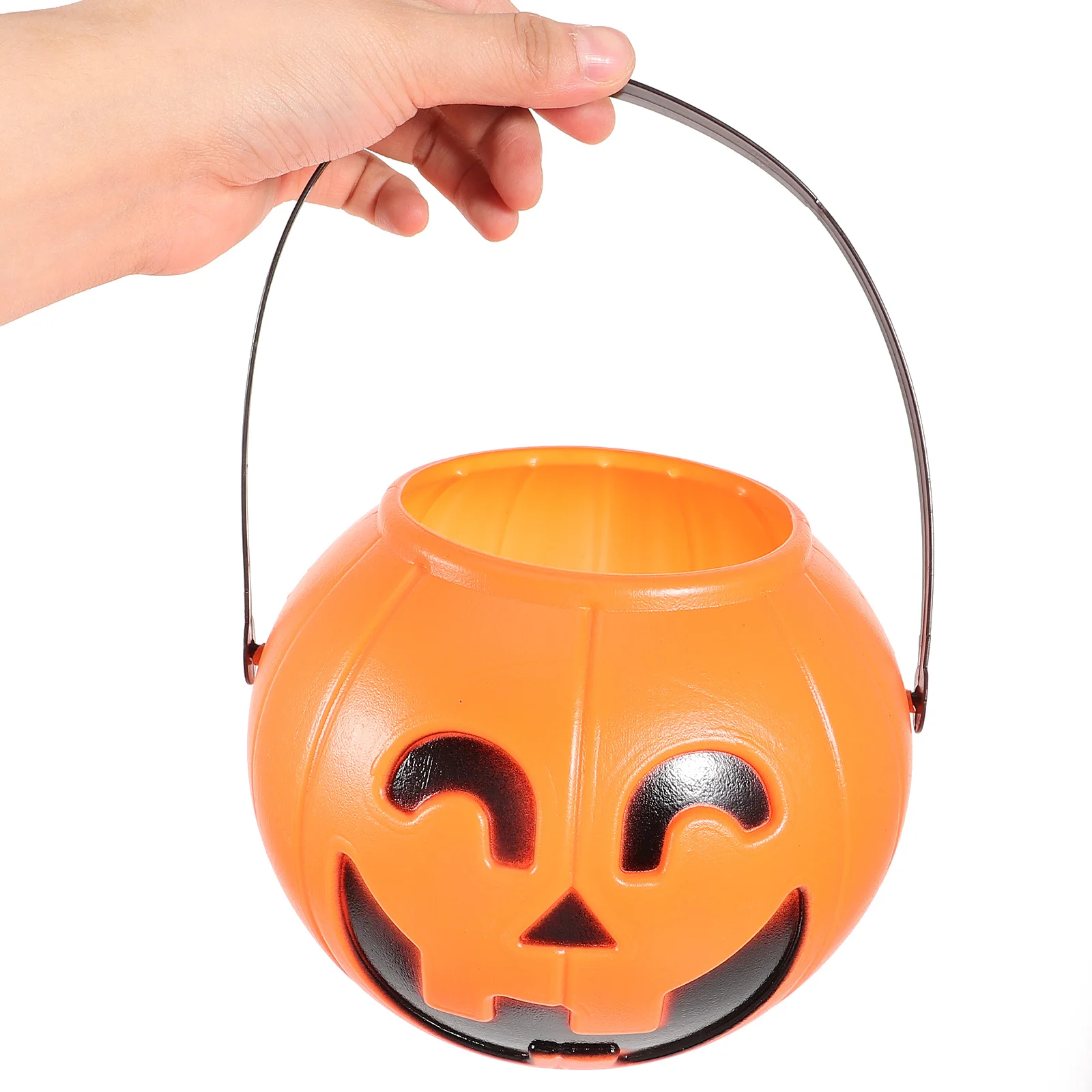 Pumpkin Bucket 17 Cm Holder Halloween Pail Big Lantern Baby Safe Material Black H Facial Features Trick